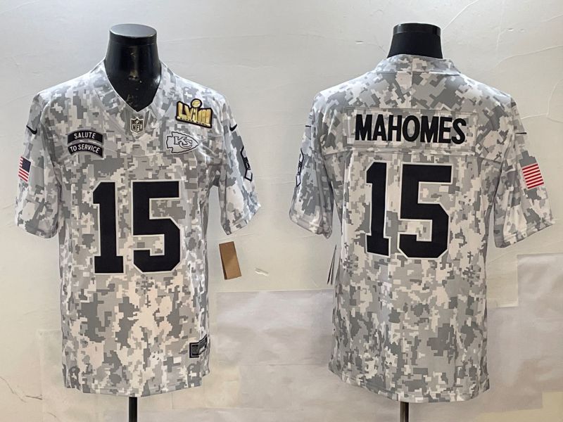 Men Kansas City Chiefs #15 Mahomes Camo 2025 Nike Salute to Service Limited NFL Jersey style 4